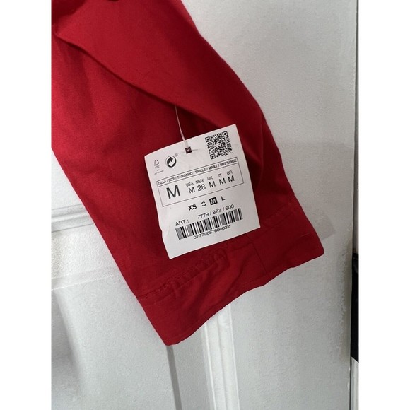 NWT Zara Red Belted Blouse with Buttons Women‎ Medium - Picture 2 of 6